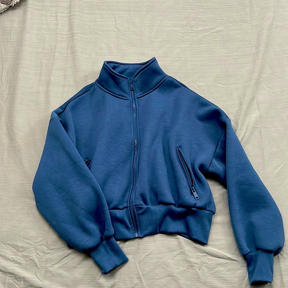 Blue zipper sweatshirt from Forever 21.